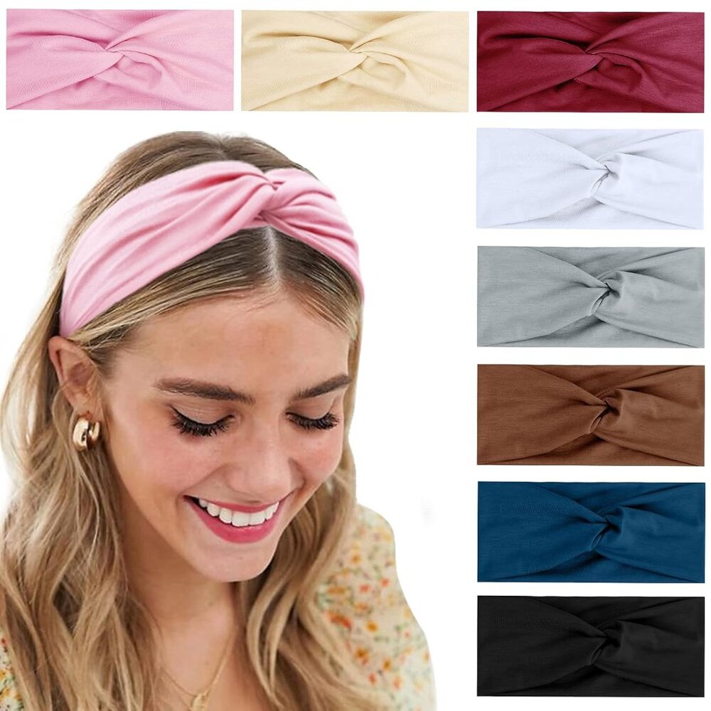 Turban Headbands for Women Boho Wide Women's Headbands for Hair Non Slip Twist H